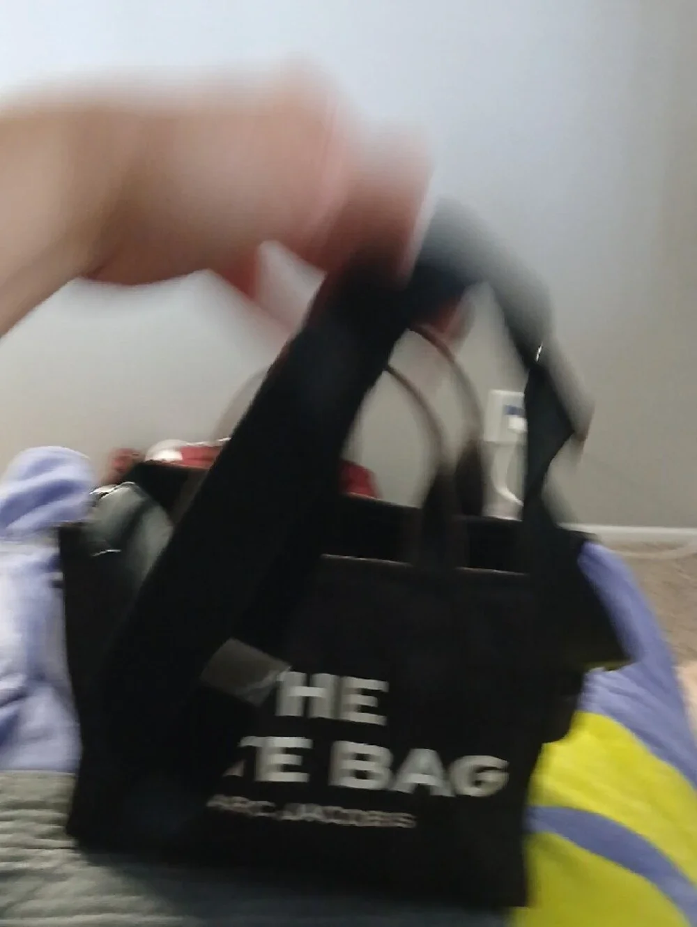 Marc Jacobs Black Canvas 'The Tote Bag' with White Logo